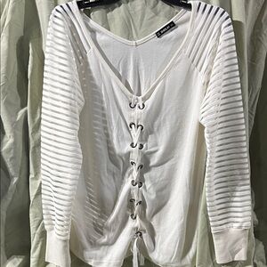 SHEIN White Lace-Up Long Sleeve Top